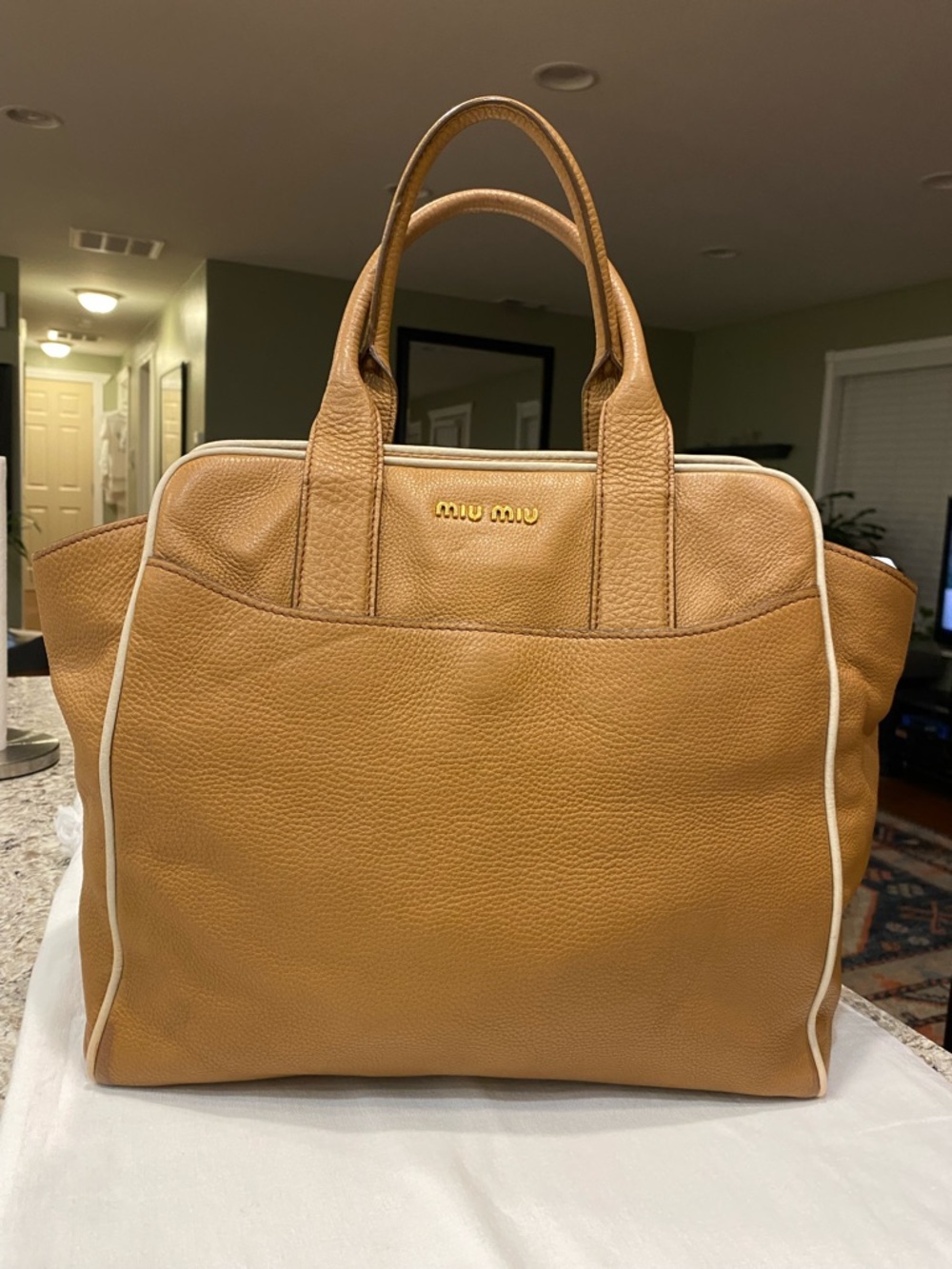 MIU MIU tan leather tote